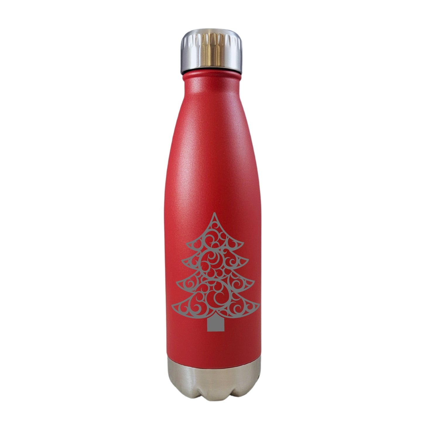 Christmas Tree Flourish Design Red 17oz Water Bottle LA5155