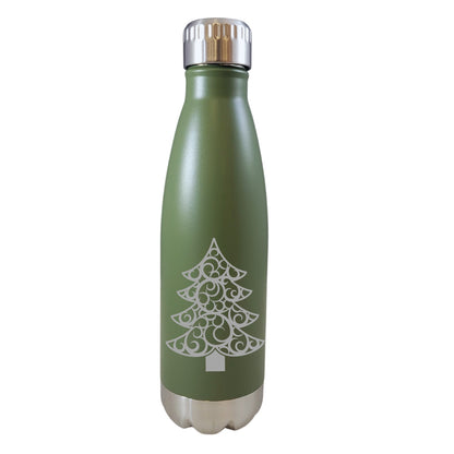 Christmas Tree Flourish Design Green 17oz Water Bottle LA5156