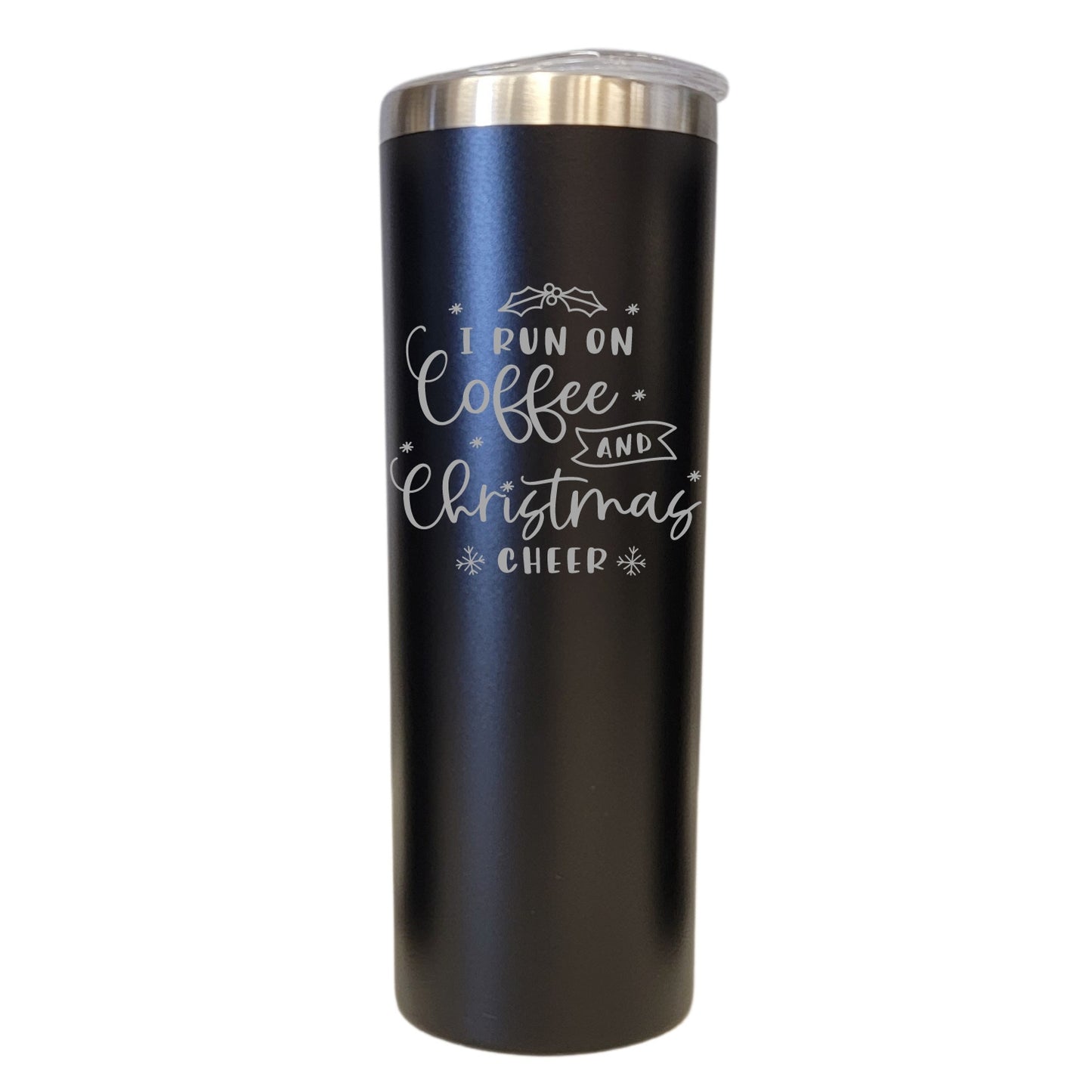 Coffee and Christmas Cheer Black 20oz Skinny Tumbler LA5162