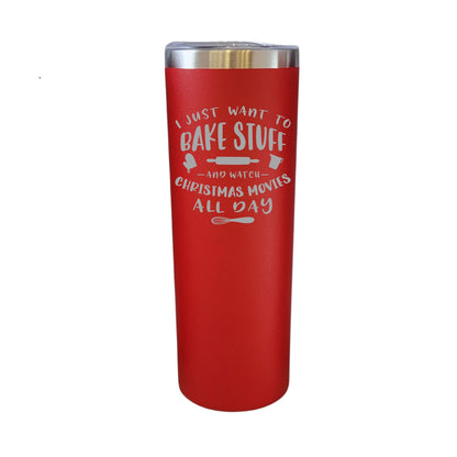 Bake and Watch Christmas Movies Red 20oz Skinny Tumbler LA5163