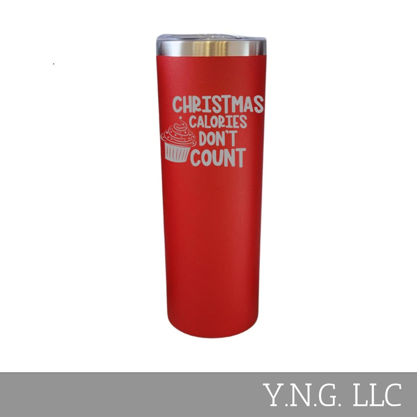 Christmas Calories Do Not Count Red 20oz Skinny Tumbler LA5167