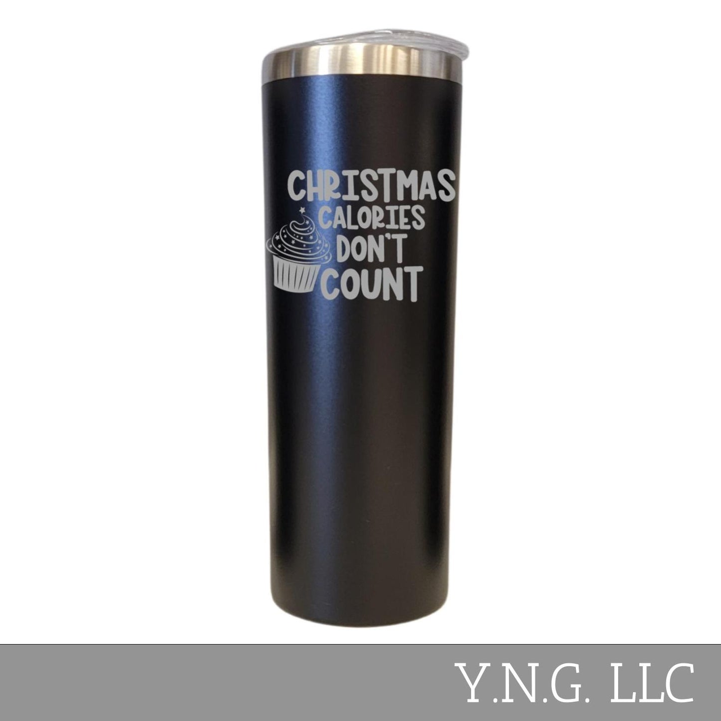 Christmas Calories Do Not Count Black 20oz Skinny Tumbler LA5168