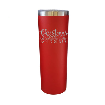 Christmas Blessings with Holly Red 20oz Skinny Tumbler LA5170