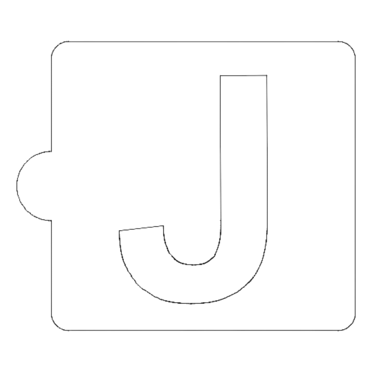 J Letter Alphabet Stencil for Cookies or Cakes USA Made LS107J