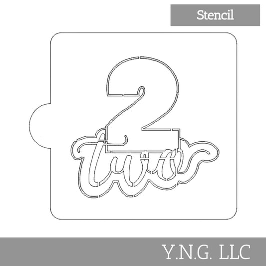 Number 2 Word Detailed Stencil for Cookies or Cakes USA Made LS2403