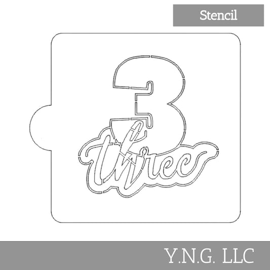 Number 3 Word Detailed Stencil for Cookies or Cakes USA Made LS2404