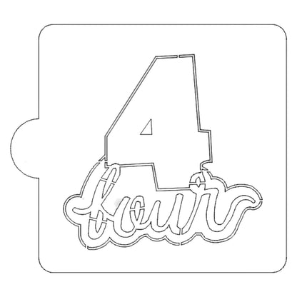 Number 4 Word Detailed Stencil for Cookies or Cakes USA Made LS2405