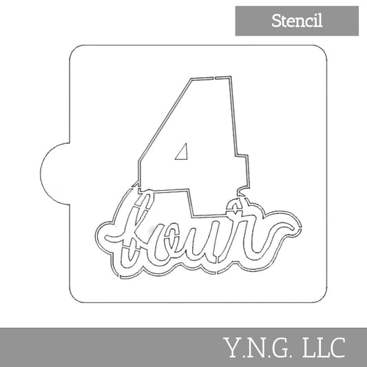 Number 4 Word Detailed Stencil for Cookies or Cakes USA Made LS2405