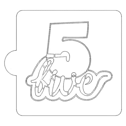 Number 5 Word Detailed Stencil for Cookies or Cakes USA Made LS2406