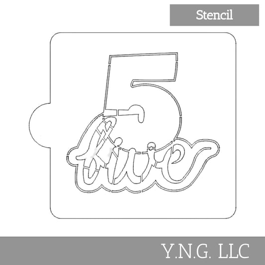 Number 5 Word Detailed Stencil for Cookies or Cakes USA Made LS2406