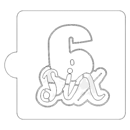 Number 6 Word Detailed Stencil for Cookies or Cakes USA Made LS2407