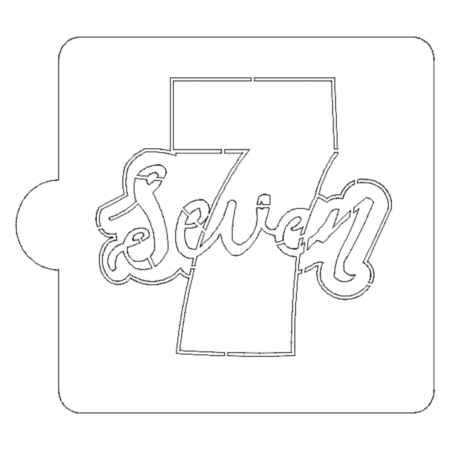 Number 7 Word Detailed Stencil for Cookies or Cakes USA Made LS2408