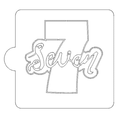 Number 7 Word Detailed Stencil for Cookies or Cakes USA Made LS2408