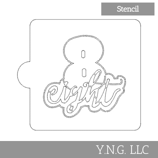 Number 8 Word Detailed Stencil for Cookies or Cakes USA Made LS2409