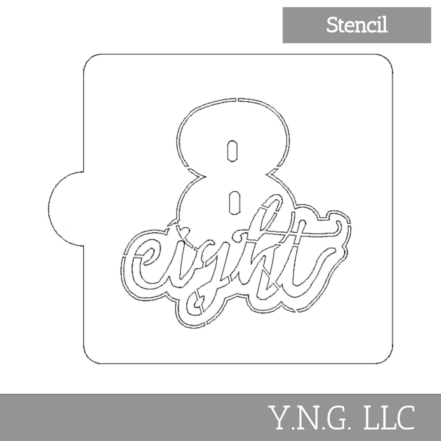 Number 8 Word Detailed Stencil for Cookies or Cakes USA Made LS2409