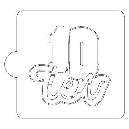 Number 10 Word Detailed Stencil for Cookies or Cakes USA Made LS2411