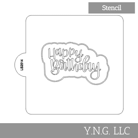 Happy Birthday Detailed Stencil for Cookies or Cakes USA Made LS2514