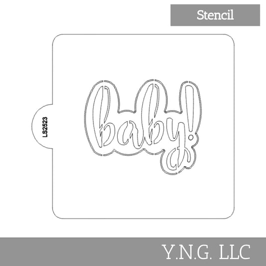 Baby Cursive Word Shower Stencil for Cookies or Cakes USA Made LS2523