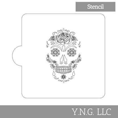 Skull with Rose Design Stencil for Cookies or Cakes USA Made LS9059