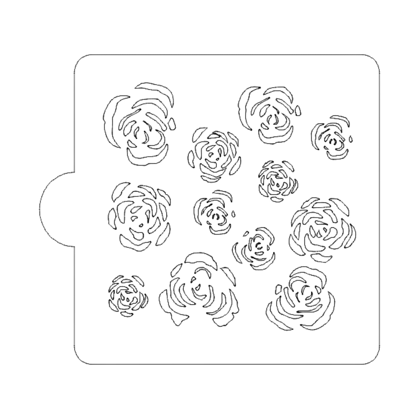 Rose Petals Blooms Pattern Stencil for Cookie or Cakes USA Made LS9070