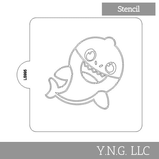 Baby Shark Cartoon Stencil for Cookies or Cakes USA Made LS995