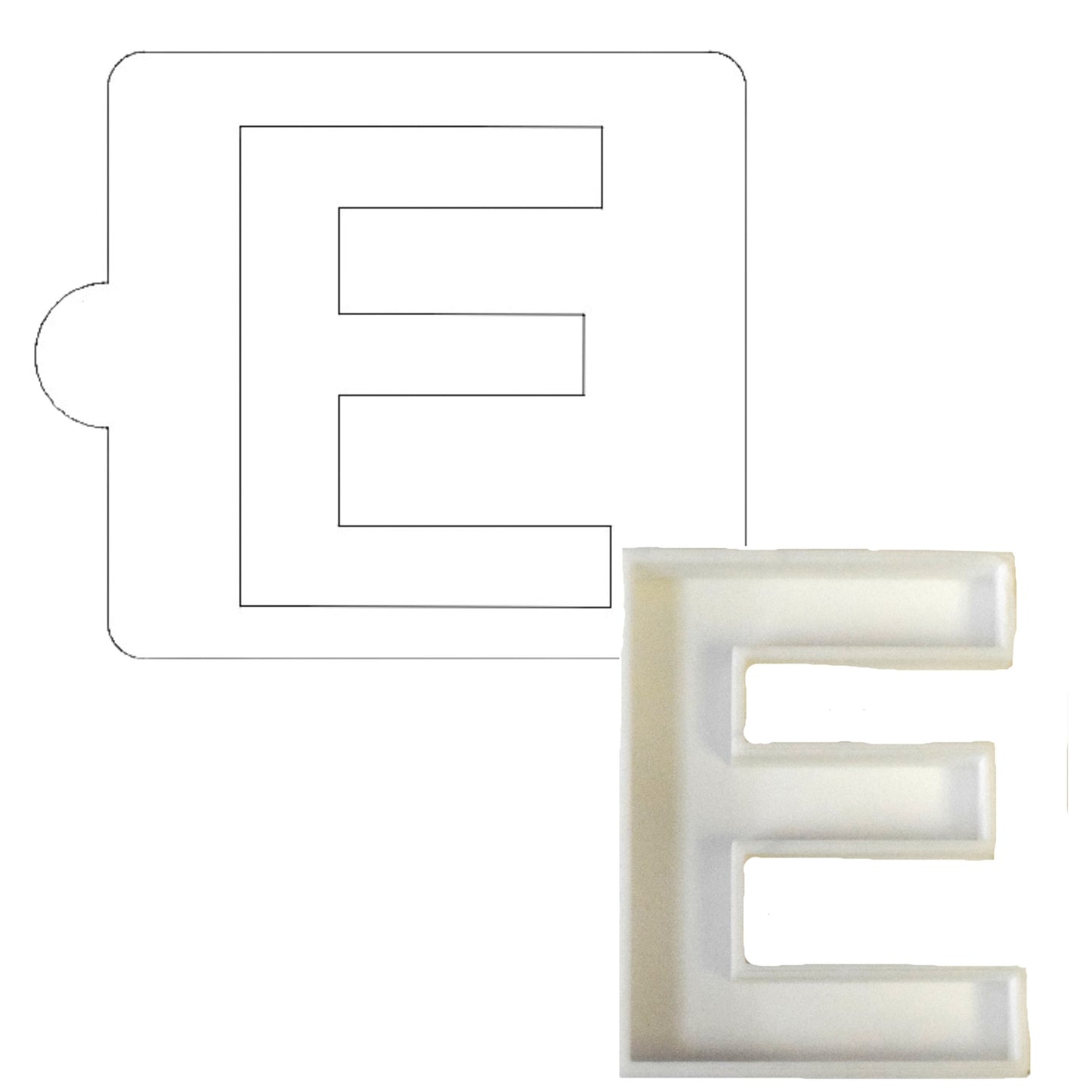 E Letter Alphabet Stencil And Cookie Cutter Set USA Made LSC107E