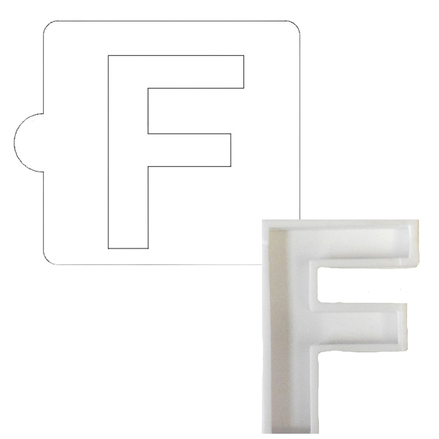 F Letter Alphabet Stencil And Cookie Cutter Set USA Made LSC107F