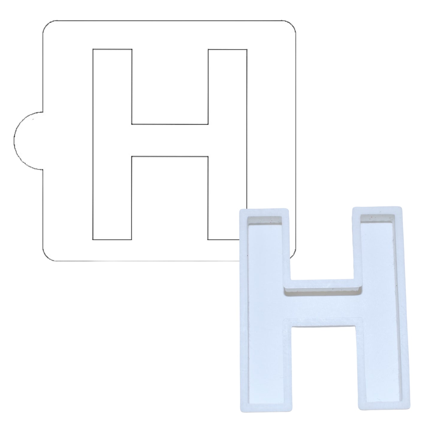 H Letter Alphabet Stencil And Cookie Cutter Set USA Made LSC107H