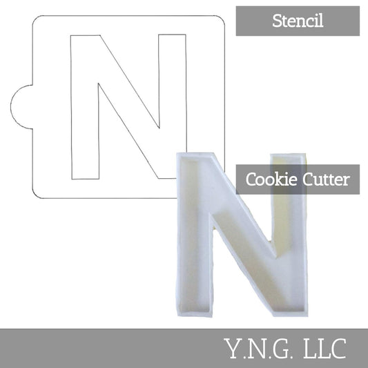 N Letter Alphabet Stencil And Cookie Cutter Set USA Made LSC107N