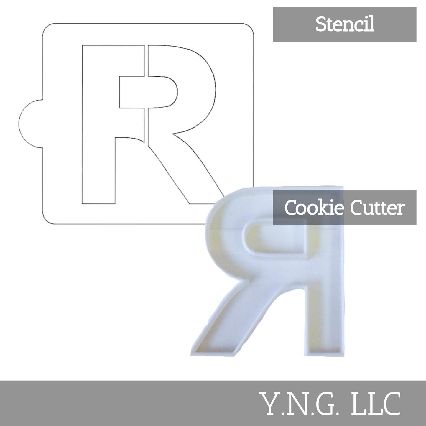 R Letter Alphabet Stencil And Cookie Cutter Set USA Made LSC107R