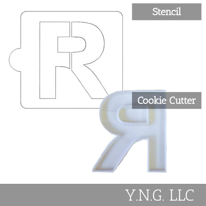 R Letter Alphabet Stencil And Cookie Cutter Set USA Made LSC107R