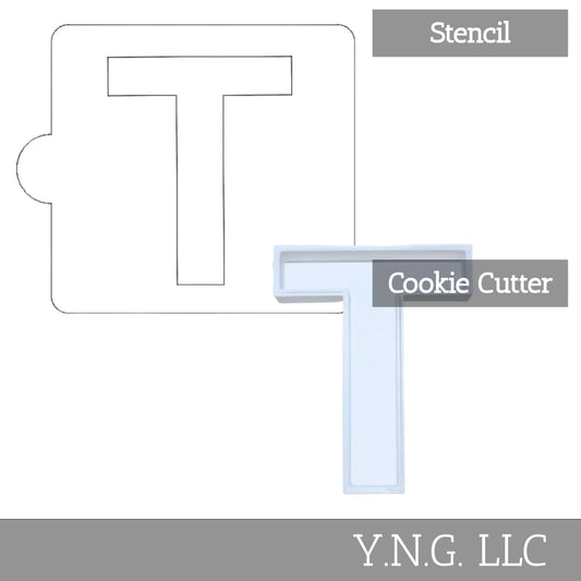 T Letter Alphabet Stencil And Cookie Cutter Set USA Made LSC107T