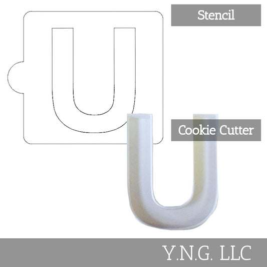 U Letter Alphabet Stencil And Cookie Cutter Set USA Made LSC107U