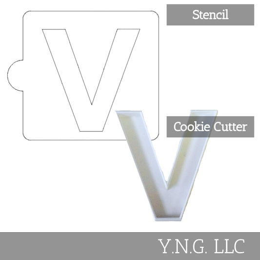 V Letter Alphabet Stencil And Cookie Cutter Set USA Made LSC107V