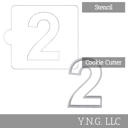 2 Number Counting Stencil And Cookie Cutter Set USA Made LSC108-2