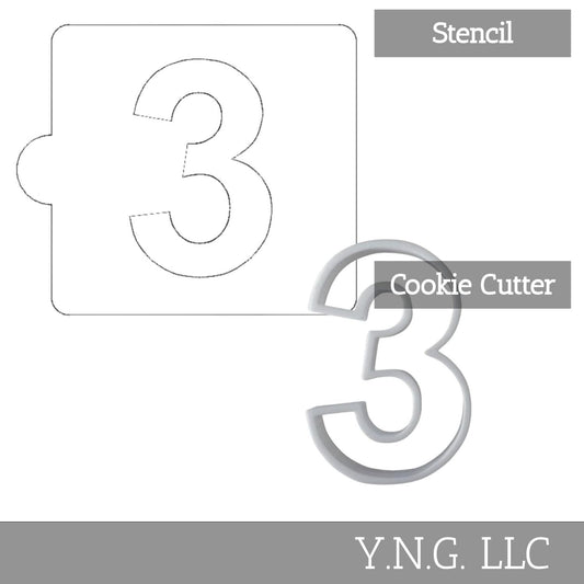 3 Number Counting Stencil And Cookie Cutter Set USA Made LSC108-3