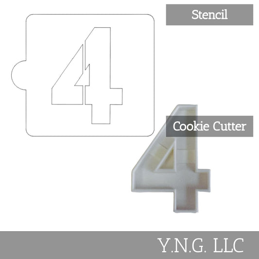 4 Number Counting Stencil And Cookie Cutter Set USA Made LSC108-4