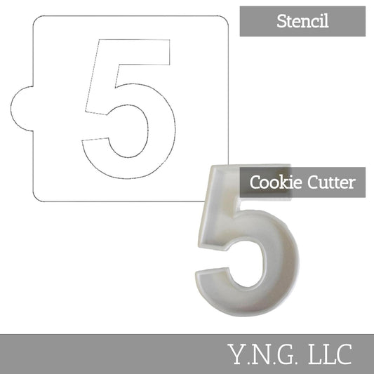 5 Number Counting Stencil And Cookie Cutter Set USA Made LSC108-5