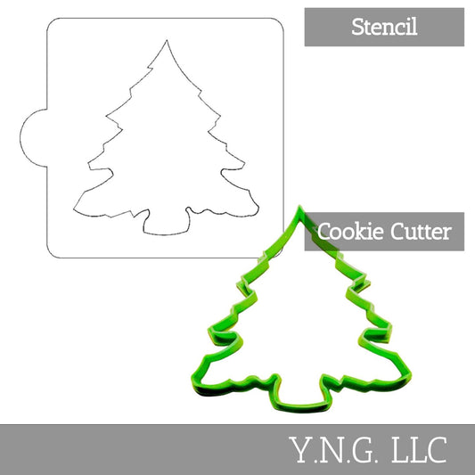 Christmas Tree Evergreen Stencil And Cookie Cutter Set USA Made LSC123