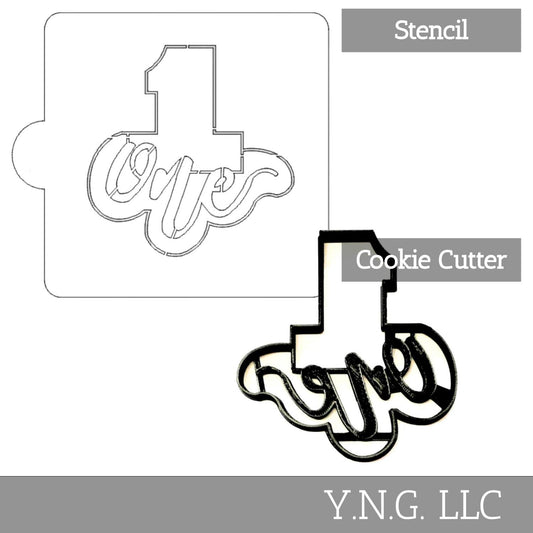 Number 1 Word Detailed Stencil And Cookie Cutter Set USA Made LSC2402