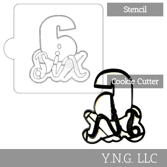 Number 6 Word Detailed Stencil And Cookie Cutter Set USA Made LSC2407