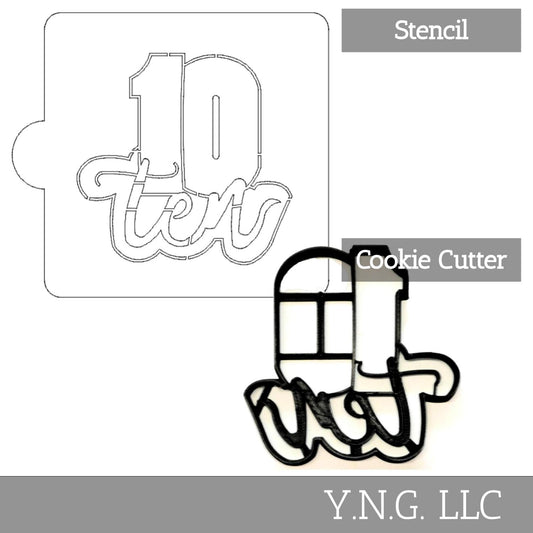 Number 10 Word Detailed Stencil And Cookie Cutter Set USA Made LSC2411
