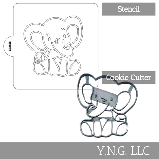 Baby Elephant Shower Stencil And Cookie Cutter Set USA Made LSC2558