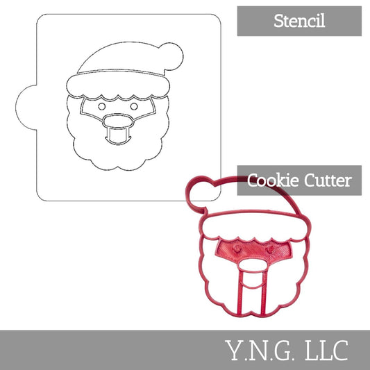 Santa Claus Face Detail Stencil And Cookie Cutter Set USA Made LSC3981