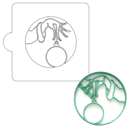 Grinch Holding Ornament Stencil And Cookie Cutter Set USA Made LSC4106