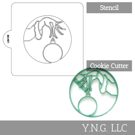 Grinch Holding Ornament Stencil And Cookie Cutter Set USA Made LSC4106
