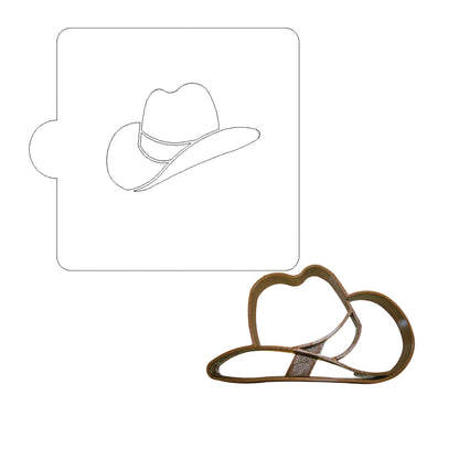 Cowboy Hat Detailed Stencil And Cookie Cutter Set USA Made LSC894