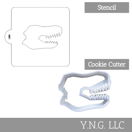 T Rex Dinosaur Head Stencil And Cookie Cutter Set USA Made LSC92