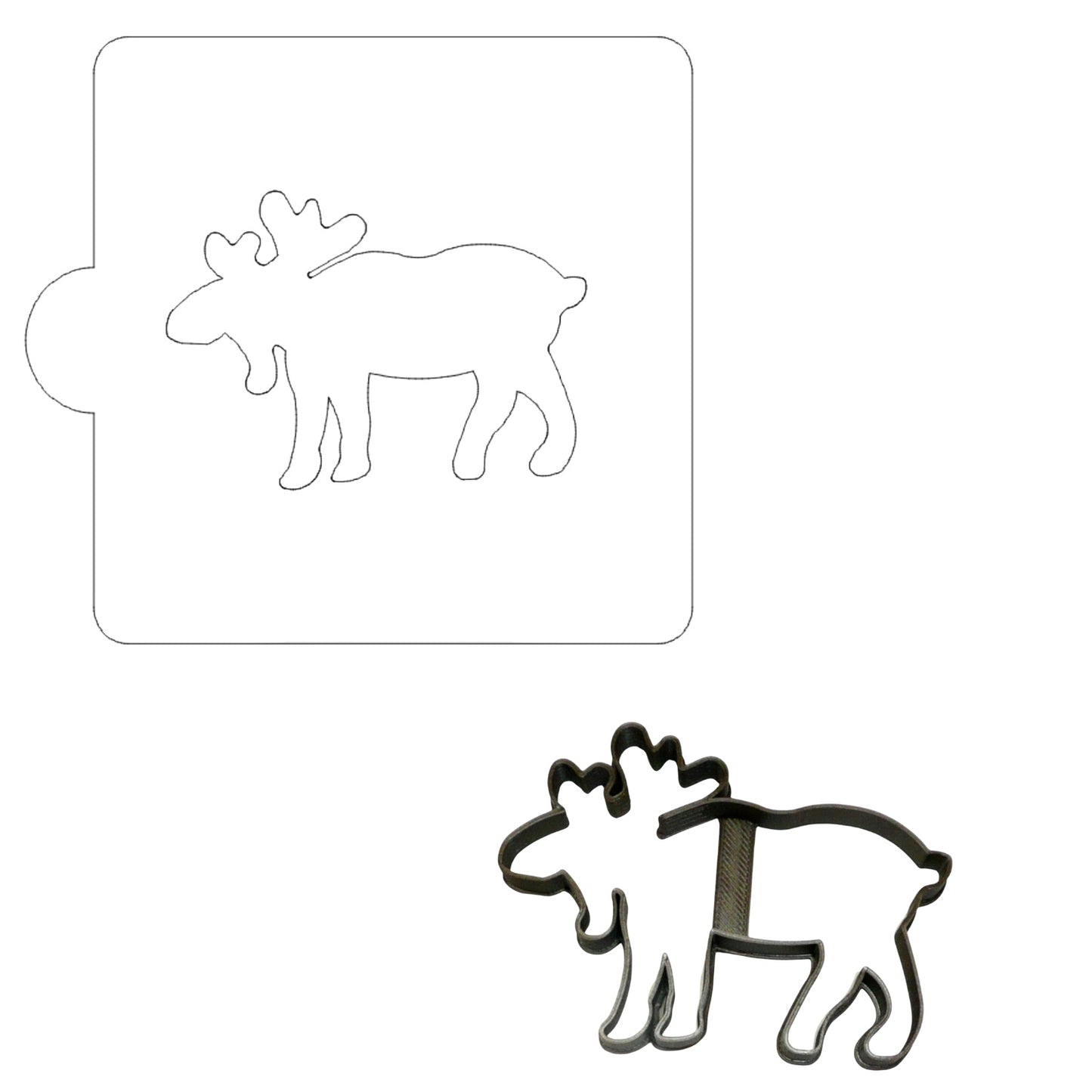 Moose Walking Outline Stencil And Cookie Cutter Set USA Made LSC94