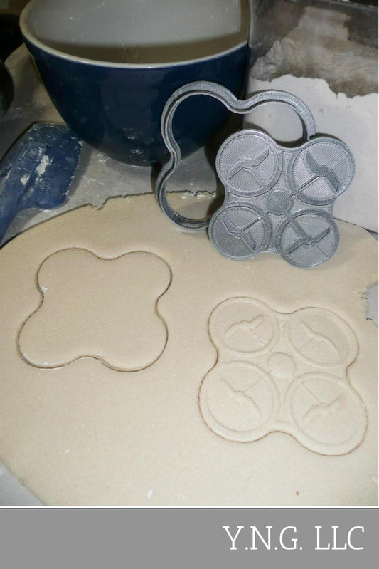 Drone Outline With Detail Stamp 2 Piece Cookie Cutter Made In USA PR2039